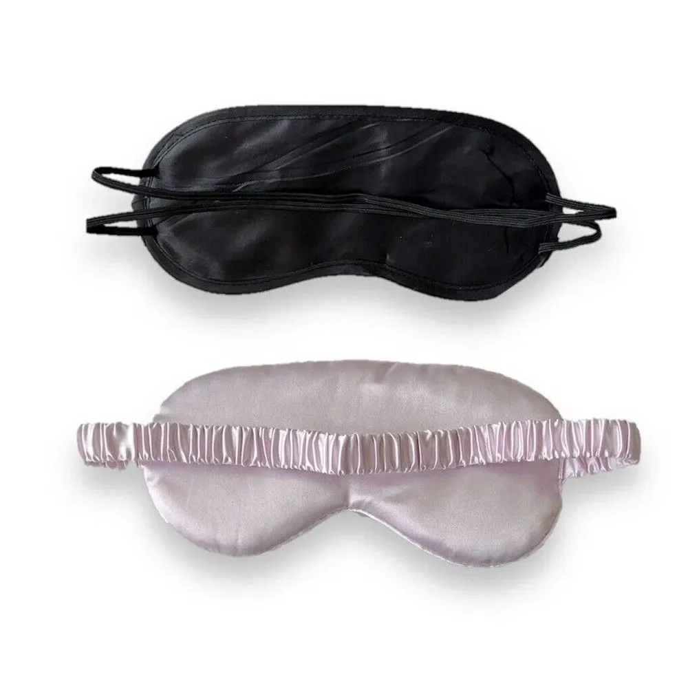 Set Of 2 Sleep Masks Purple & Black Sleeping Silk Night Eye Mask Do Not Disturb